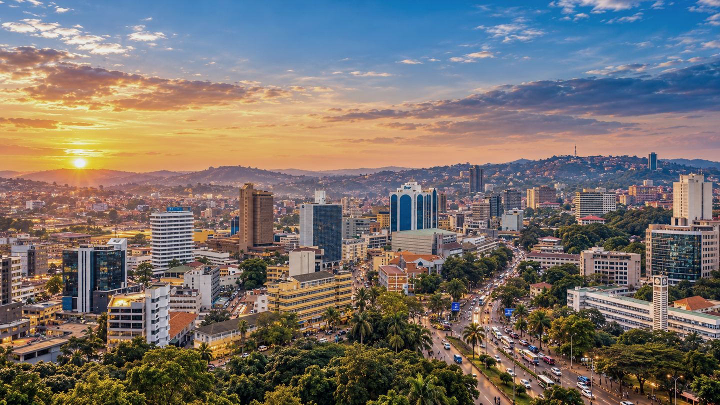 Kampala city centre at sunrise